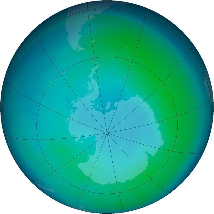 Antarctic ozone map for April 2008